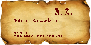 Mehler Katapán névjegykártya